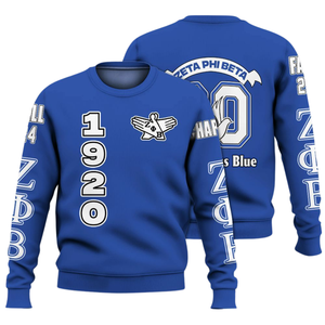 Zeta Phi Beta Greek Letter Blue <b>Crewneck</b> <b>Sweatshirt</b> Women 1920 Sorority Embroidered - Product Image 3