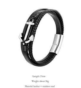 Father's Day Gift,Anchor Nautical Rope Bracelet Leather Bracelet Bracelet <b>for</b> <b>Men</b>,Handmade <b>Mens</b> Bracelet - Product Image 2