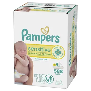 Pampers Sensitive Baby Wipes Unscented, 7-Pack 588 Total Count (Select for More Options) - Product Image 1
