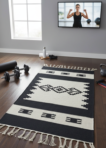 Tapis en coton tissé à la main, motif floral moderne, lavable en machine, réversible, multicolore, pour la maison, les pique-niques, les voyages, la prière, la décoration - Product Image 2