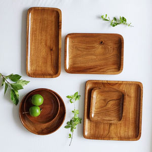 Assiettes faites à la main plats en bois bon marché ensembles de vaisselle modernes assiette en bois pour servir les fruits de mer - Product Image 2