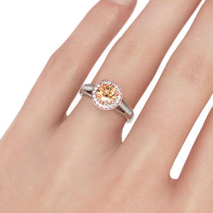 Jeulia Anniversary <b>Ring</b>-<b>Split</b> Shank Halo Round Cut Sterling Silver - Product Image 4