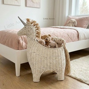 Panier licorne en osier fait main, paniers de rangement en rotin naturel, multifonctionnel et moderne, fabriqué au Vietnam - Product Image 3