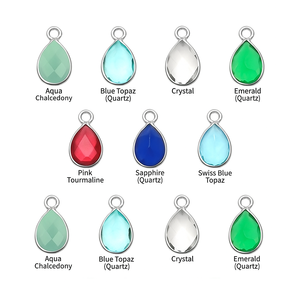 Pendentif Quartz bleu ciel 10x14mm breloque larme plaqué or bijoux faits à la main connecteur de pierres précieuses lunette breloque femmes bijoux - Product Image 3