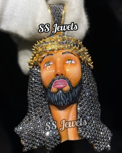 จี้รูปหน้าพระเพชรโมอิสสีทอง14K ทำจากเคลือบฮิปฮอปโรเดียมชุบเงินจี้เสน่ห์ของผู้ชาย - Product Image 6