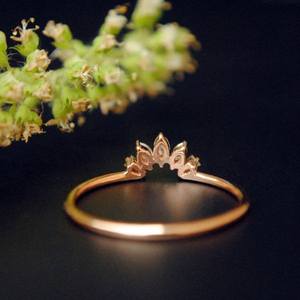 10k Or Lab Grown Marquise Cut Diamant Fiançailles Bague De Mariage Conique Bijoux Incurvés - Product Image 5