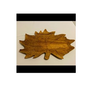 Plateau à feuilles en bois Fruits secs Snacks Plateau de service Fait à la main en forme de feuille Design aspect naturel produit de bonne qualité - Product Image 2
