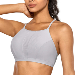 Top de entrenamiento para mujer, diseño de cuello alto, sujetador de gimnasio, Sujetador deportivo con espalda abierta, Sujetador deportivo corto personalizado de un hombro - Product Image 4
