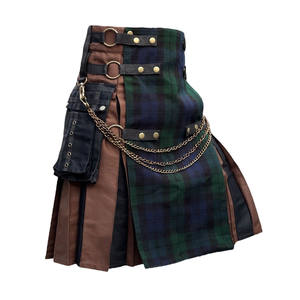 Kilt Escocés Híbrido para Hombre, Tartán Black Watch, Delantal Frontal, Cadena Antigua, Kilt Utilitario Gótico Moderno 2026 - Product Image 2