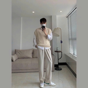 [HAUTE QUALITÉ] Pantalon pour homme jambe large avec élastique taille haute style coréen design jeune et dynamique pour un usage quotidien - Product Image 1