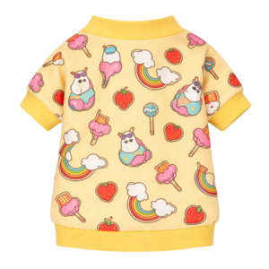 Yellow Cartoon Print Dog Sweatshirt Fun Graphic Pullover Soft Cozy Pet Clothing for Small Dogs Indoor Outdoor - Product Image 5