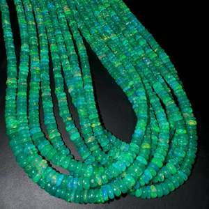 Collier artisanal en perles rondes lisses d'opale éthiopienne verte naturelle TASBIYA GEMS, effet de jeu de couleur feu, certifié par un tiers, prêt à l'emploi - Product Image 5
