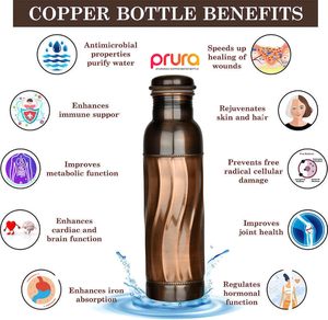 Black Wave Pure Copper Water <b>Bottle</b> Traditional Copper Vessel for <b>Drinking</b> Water Leak-Proof Eco Friendly Reusable - Product Image 3
