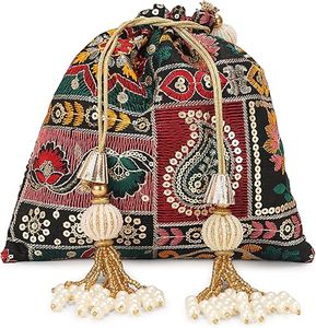 Sac à main Potli fait main avec des perles, cordon de serrage, broderie florale, personnalisable, sac à main pour femme pour mariage - Product Image 5
