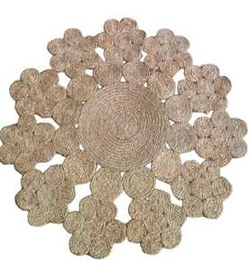 พรมสานมือจากเส้นใยปอกระเจาธรรมชาติของอินเดีย รูปทรงสี่เหลี่ยมผืนผ้า ลายทาง ดูร์รี  แบบเชนดี  ไม่ลื่น  ขนสั้น  ทันสมัย  2500 - Product Image 2