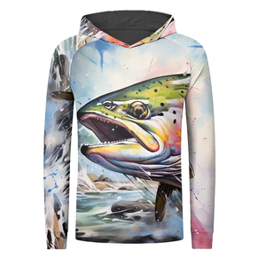 Sublimación personalizada Hombres Sudadera con capucha de pesca de manga larga Protección UV 100% algodón MOQ bajo con patrón 3D - Product Image 4