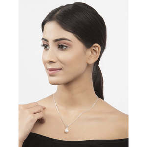 NOVAMART Fine Classic Pearl Pendant with 925 <b>Sterling</b> <b>Silver</b> <b>Chain</b> Gift <b>for</b> <b>Women</b> and Girls Necklaces Wholesale Export - Product Image 5
