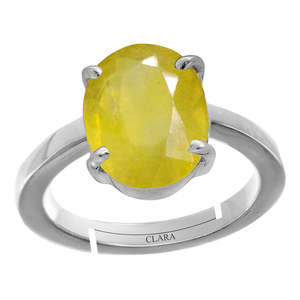 Certified Natural Yellow Sapphire Pukhraj Gemstone <b>Rings</b> Oval Cut Diamond for Everyday Wear - Product Image 1