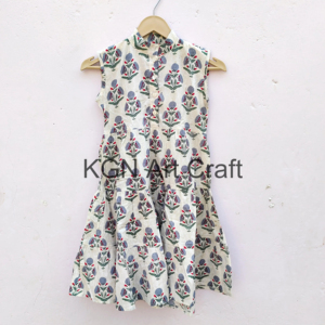 Personnalisé conçu décontracté enfant fille robe 100% durable écologique coton doux motif floral tissé taille bouton - Product Image 1