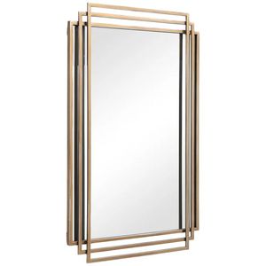 <b>Art</b> <b>Deco</b> Gold Rectangular <b>Mirror</b> with Beaded Details <b>Vintage</b> Glam Accent - Product Image 2