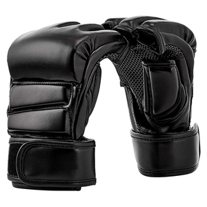 Gants de MMA demi-doigts en cuir et PU avec support de poignet à boucle auto-agrippante, évacuation de l'humidité, légers, pour l'entraînement de boxe et arts martiaux, unisexe - Product Image 6