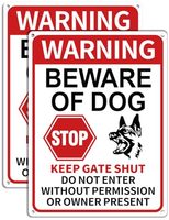 Multiwins Paquete de 2 Señales de Advertencia para Perros, 13x9.9 Pulgadas, Impresión Reflectante, Resistentes a los Rayos UV, para Cercas, Señalización de Prohibido el Paso, Ideales para Jardín, Patio, Pared