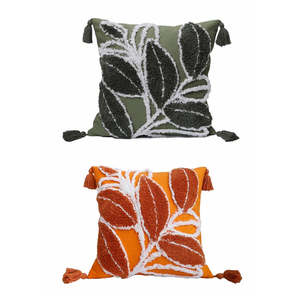 Funda de Cojín de Algodón con Estampado de Hojas y Flores, 18''x18'', Decorativa y Portátil para Sala de Estar o Auto - Product Image 3