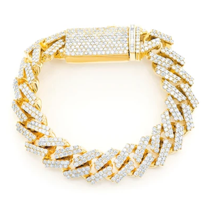 Ice VVS Moissanite Cut Diamond Hip Hop Oro blanco Rodio Unisex Aniversario DE BODA Pulsera de eslabones cubanos Plata de Ley 925 - Product Image 1