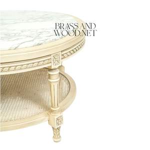 Table basse ronde de luxe avec plateau en marbre élégant et accents en laiton raffinés pour une décoration de salon élégante - Product Image 5