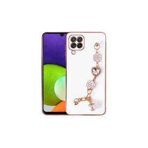 Coque de luxe en silicone Netzy pour Samsung Galaxy M22, blanche, avec protection d'appareil photo et dragonne, compatible A53 A34 A24 A71 A55 A32 A13 A72 - Product Image 1