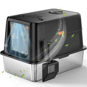 Bac à litière pour chat extra large avec pelle Contrôle efficace des odeurs Bac à litière fermé facile à nettoyer en acier inoxydable et plastique - Product Image 3