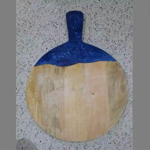 Tabla de cortar de madera de Acacia personalizada, tabla de charcutería con diseño ondulado azul de resina, tabla para servir queso, tema oceánico - Product Image 6