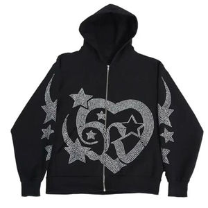 High Quality Wholesale Premium Quality Latest Design Men <b>Rhinestone</b> <b>Hoodies</b> New Arrival Zipper Men <b>Rhinestone</b> <b>Hoodies</b> - Product Image 5