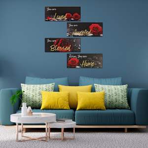 4 Pièces Rustique Farmhouse Bois Inspiration Art Mural Signes Auto-Adhésif Magnétique Décalcomanie Murale Mariage Décoration Murale pour Chambre - Product Image 4