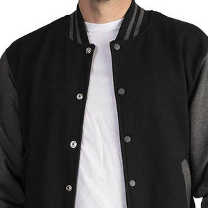 Chaqueta Universitaria de Invierno para Hombre de Alta Calidad, Manga de Cuero Genuino, Cuerpo de Lana Premium, Cuello Alto, Logotipo Frontal, Elegante - Product Image 6