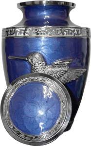 Urne colibri pour cendres humaines Grande urne funéraire bleue adulte avec personnalisation - Product Image 6