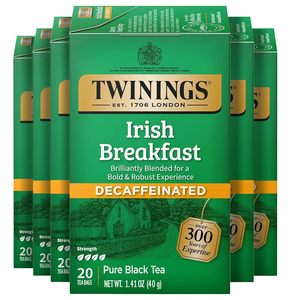 Twinings Decaffeinated Irish Breakfast <b>Black</b> Tea Individually <b>Wrapped</b> Bags, 20 Count (Pack of 6) 120 Teabags - Product Image 2