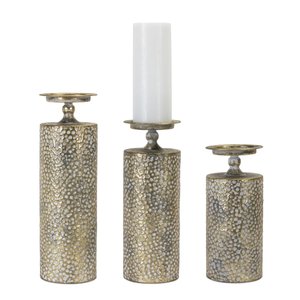 Ensemble de 3 bougeoirs uniques pour pilier de bougie Décoration de fête de Noël Pilier en aluminium pour pièce maîtresse de mariage - Product Image 5