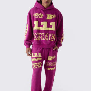 ชุดแทรคสูทพิมพ์ลายสกรีนและฟอกสีคุณภาพพรีเมียม ผ้าฝ้ายฟลีซ 100% สตรีทแวร์ ระบายอากาศได้ดี 500 GSM - Product Image 1