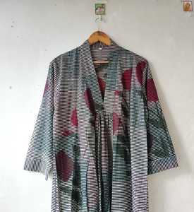 Vestido de verano de terciopelo de algodón con estampado de bloques florales ligero bohemio Mini hecho a mano Casual cintura Natural traje lavable para mujer - Product Image 6