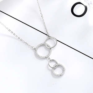 Sterling Silver Mother <b>Daughter</b> Pendant <b>Necklace</b> with White Sapphires for Gift Occasions - Product Image 1