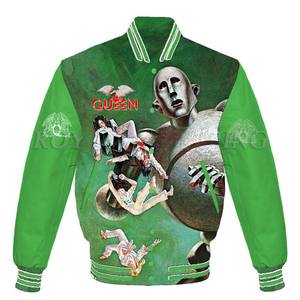 2025 unisexe varsité hiver Satin cuir veste peau de vache lettre broderie fourrure vêtements d'extérieur université équipe Baseball veste - Product Image 1