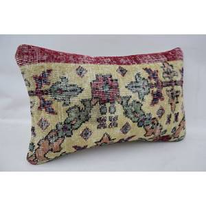 Almohada Kantha de lana de retazos multicolor de 12x20 pulgadas tejida con patrón vintage - Product Image 2