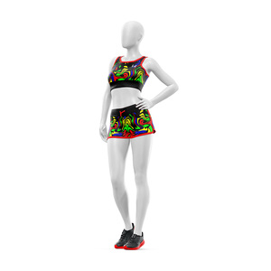 Custom W4G Women's Sports Knitted Yoga Suit Shockproof Tennis <b>Skirt</b> <b>Elastic</b> <b>Waist</b> Two Piece Set Striped Shorts for Yoga - Product Image 6