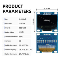 Pantalla PMOLED GoldenMorning de 0.96 Pulgadas, 128x64, Controlador SSD1306, Interfaz I2C, Módulo de 4 Pines Blanco/Azul/Amarillo