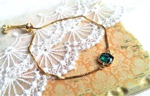 Emerald Green Dainty <b>Bracelet</b> Adjustable Sliding <b>Birthstone</b> May Gift 925 Sterling Silver 14k Gold Plated Bridesmaid - Product Image 4