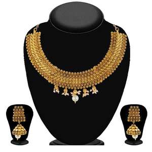 Kriaa Fine <b>Jewelry</b> <b>Set</b> Gold Plated White <b>Pearl</b> Necklace 2101808 - Product Image 1