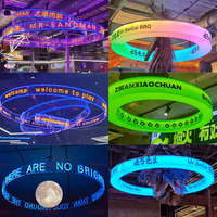 Enseigne au néon circulaire suspendue en acrylique LED industrielle, lettres lumineuses personnalisées, bar, salle de jeux, anneau décoratif