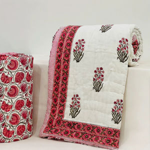 Couverture en coton 100% imprimée à la main, sur mesure, en gros, Jaipuri Razai, textile de luxe pour la maison - Product Image 1