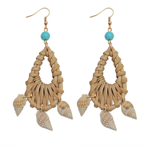 Pendiente Tejido Ratán Mano Estilo Vintage // Pendiente Ratán Para Mujer De Vietnam A Buen Precio - Product Image 1